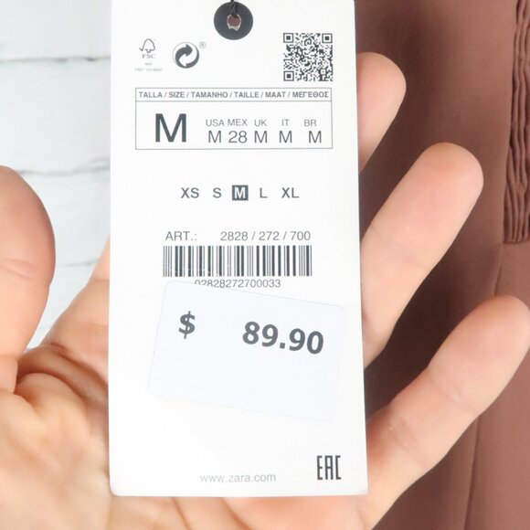 ZARA BROWN STRAPLESS BODYCON MIDI DRESS SIZE MEDIUM NWT - Picture 5 of 11